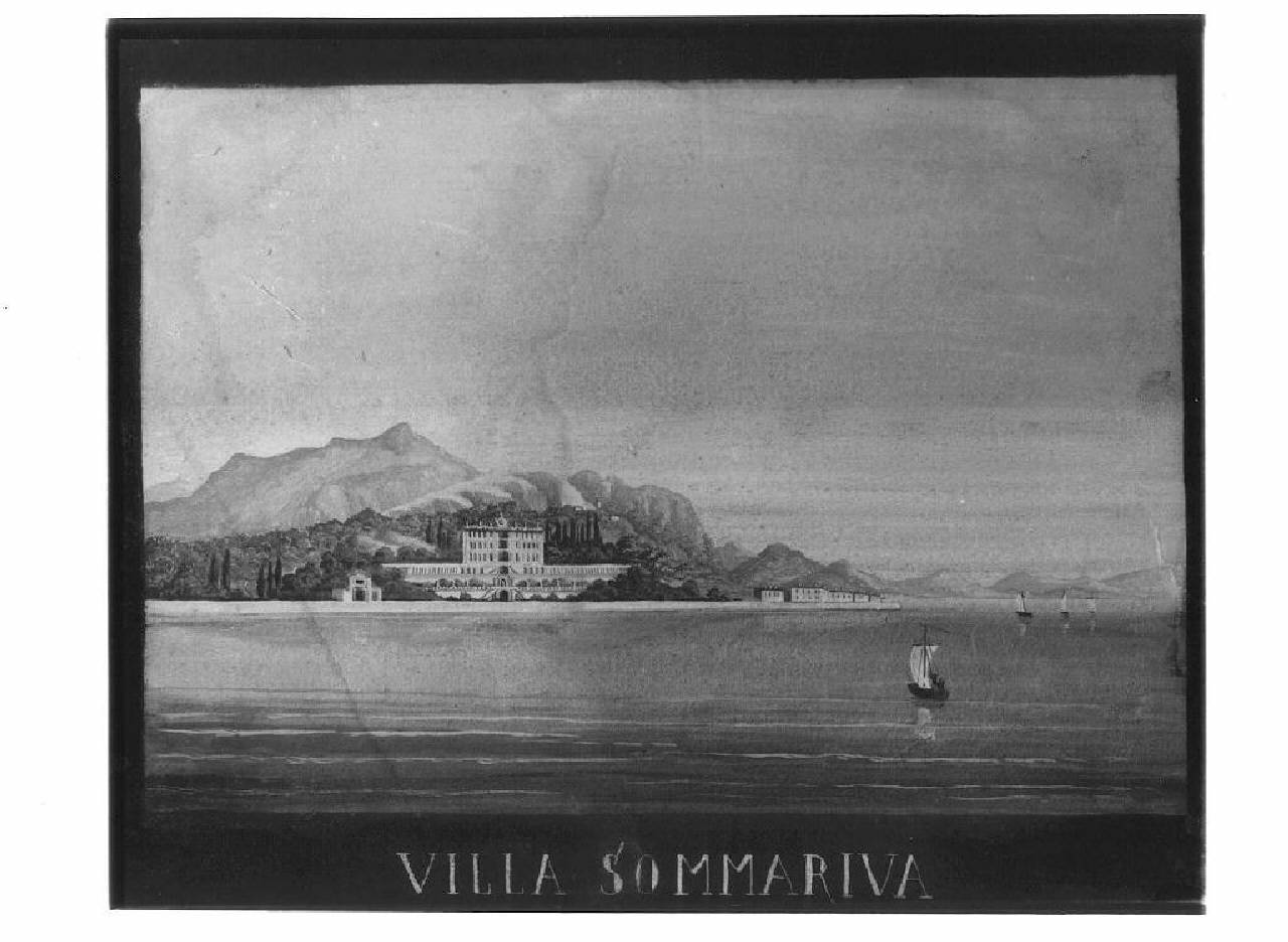 veduta del lago di Como, villa Sommariva. (dipinto) di La Marmora (sec. XIX)