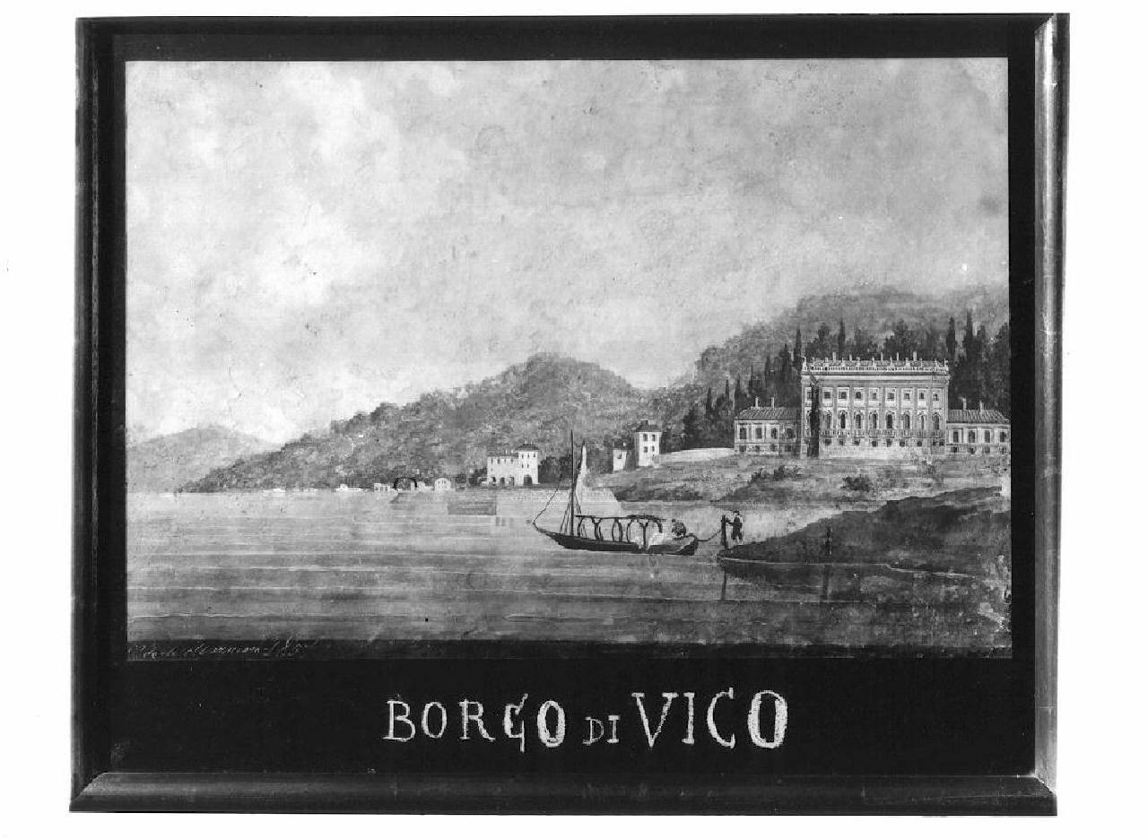 veduta del Lago di Como, Borgo Vico. (dipinto) di La Marmora (sec. XIX)