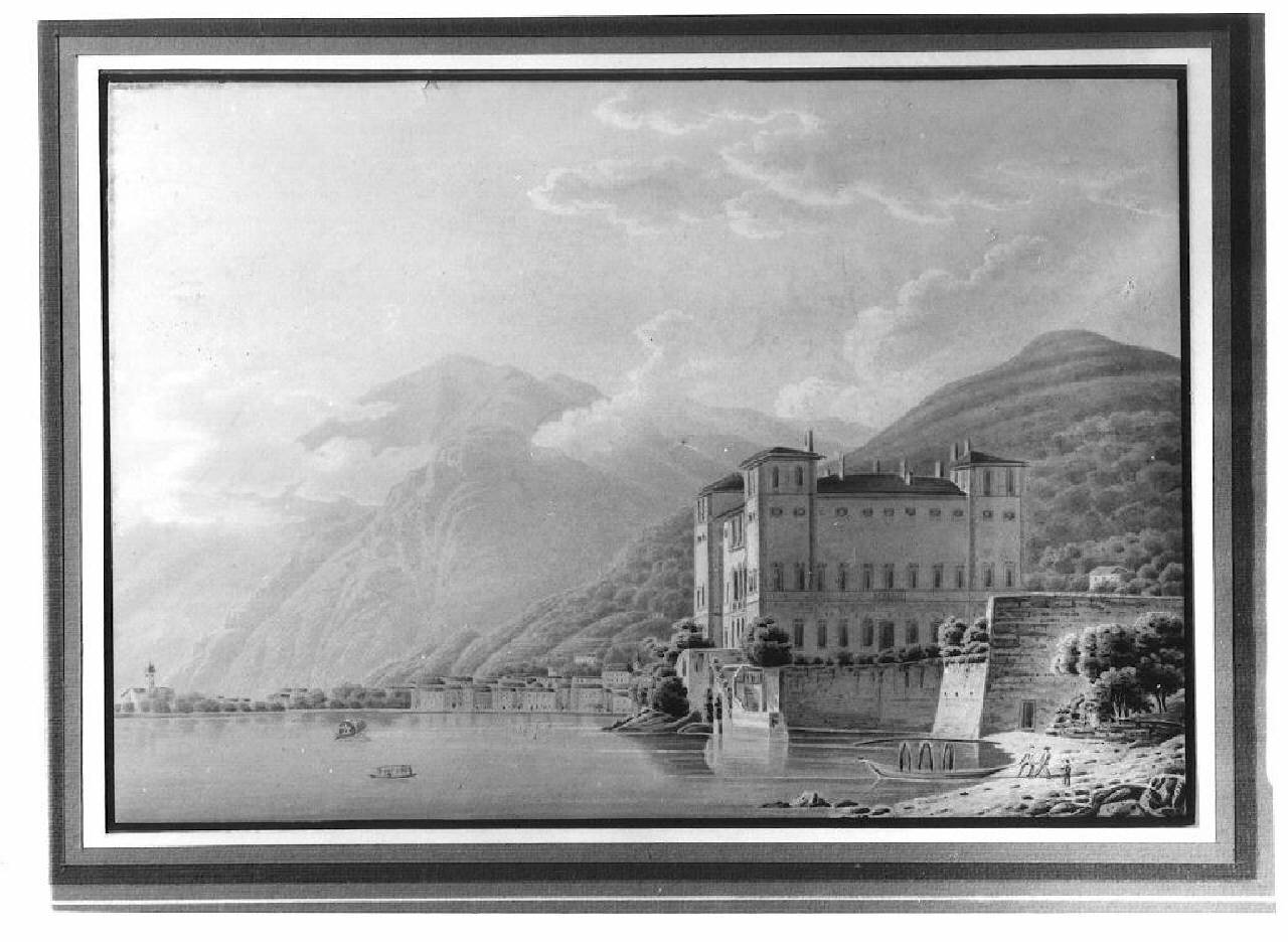 veduta del lago di Como, Gravedona. (stampa) - Ambito svizzero (Primo quarto sec. XIX)