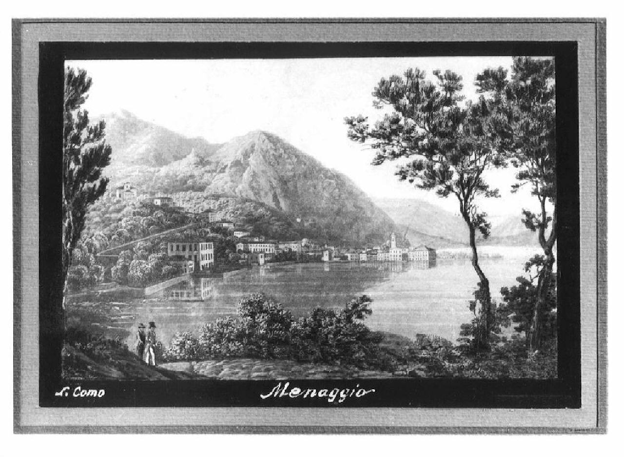 veduta del lago di Como, Menaggio. (dipinto) - Ambito italiano (Prima metà sec. XIX)