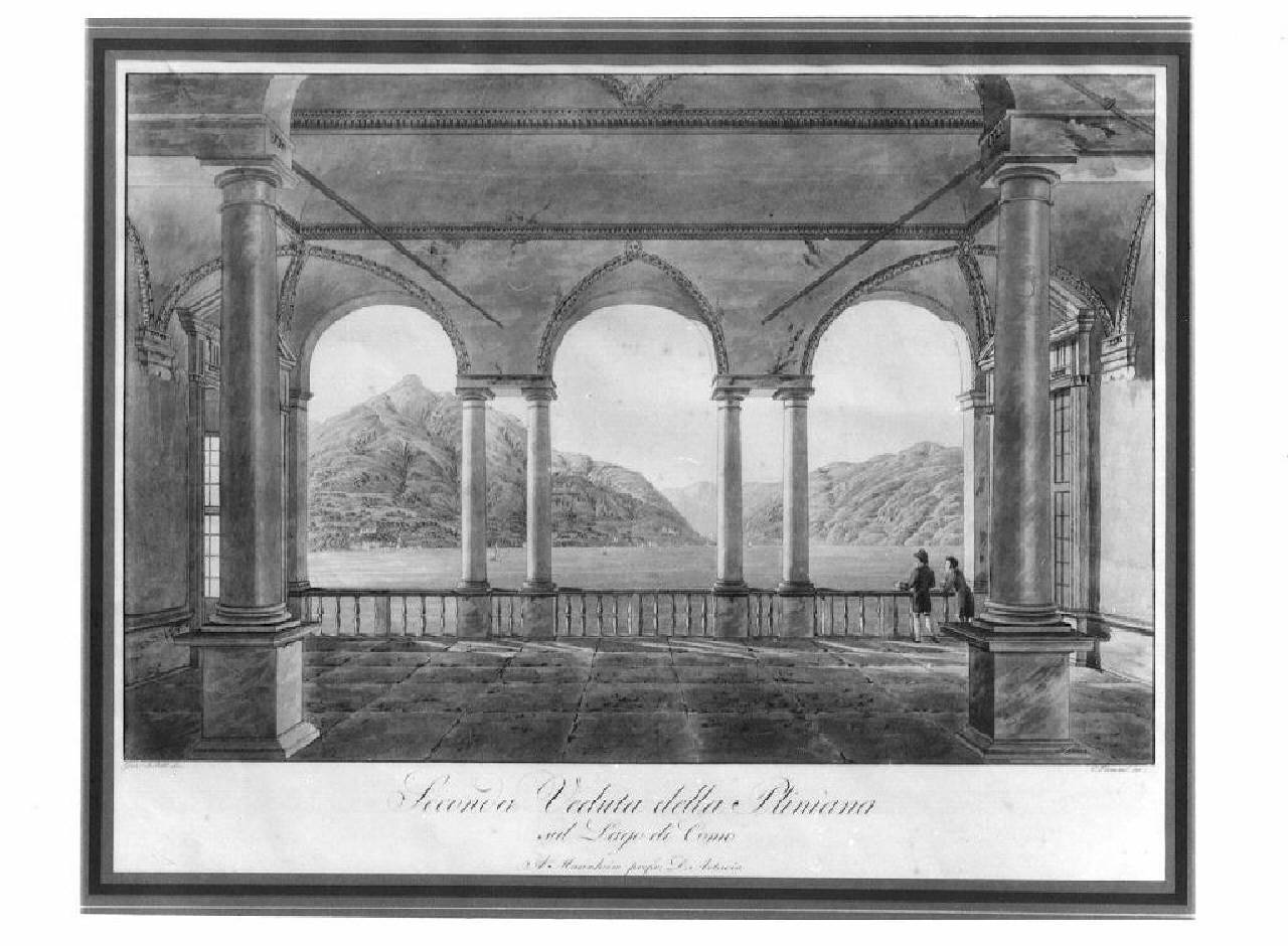 veduta del lago di Como, villa Pliniana. (stampa) di Frommel C. (sec. XIX)