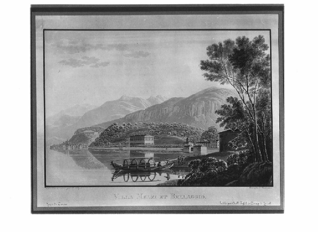 veduta del lago di Como, Bellagio. (stampa) di Hurlimann J. (sec. XIX)