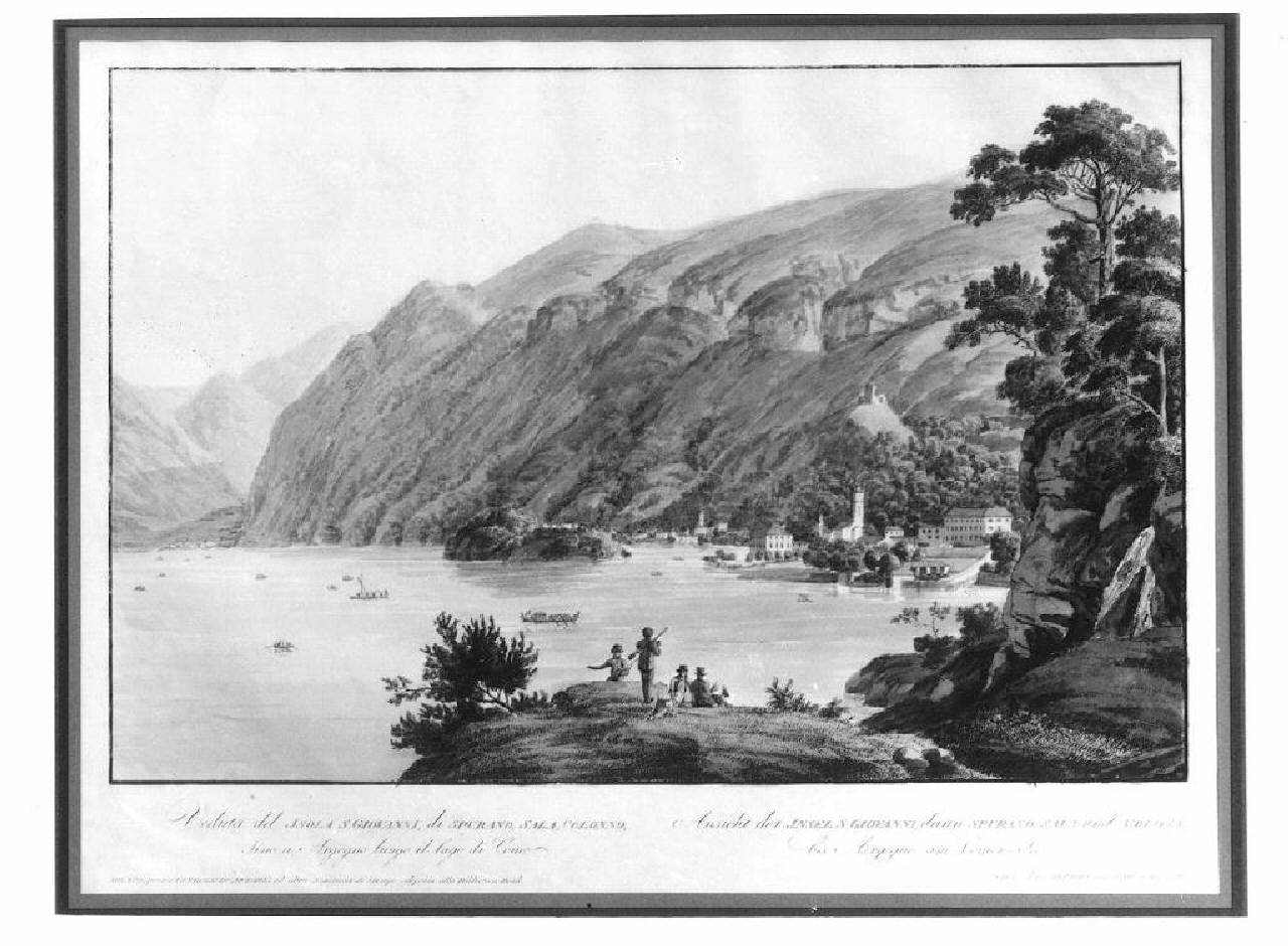 veduta del lago di Como, Isola San Giovanni, Sala, Colonno.
. (stampa) - Ambito austriaco (sec. XIX)