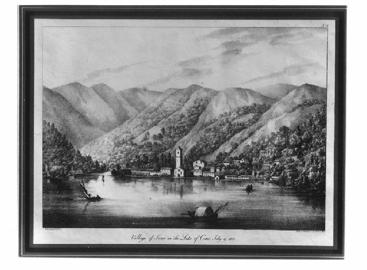 veduta del lago di Como, Torno. (stampa) di Colston Marianne (sec. XIX)