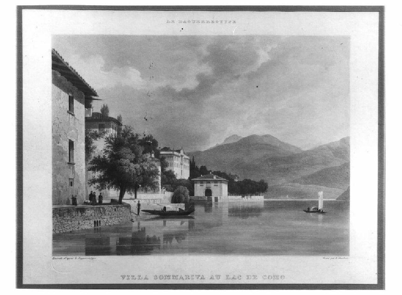 veduta del lago di Como, villa Sommariva. (stampa) di Cherbuin Louis (Secondo quarto sec. XIX)