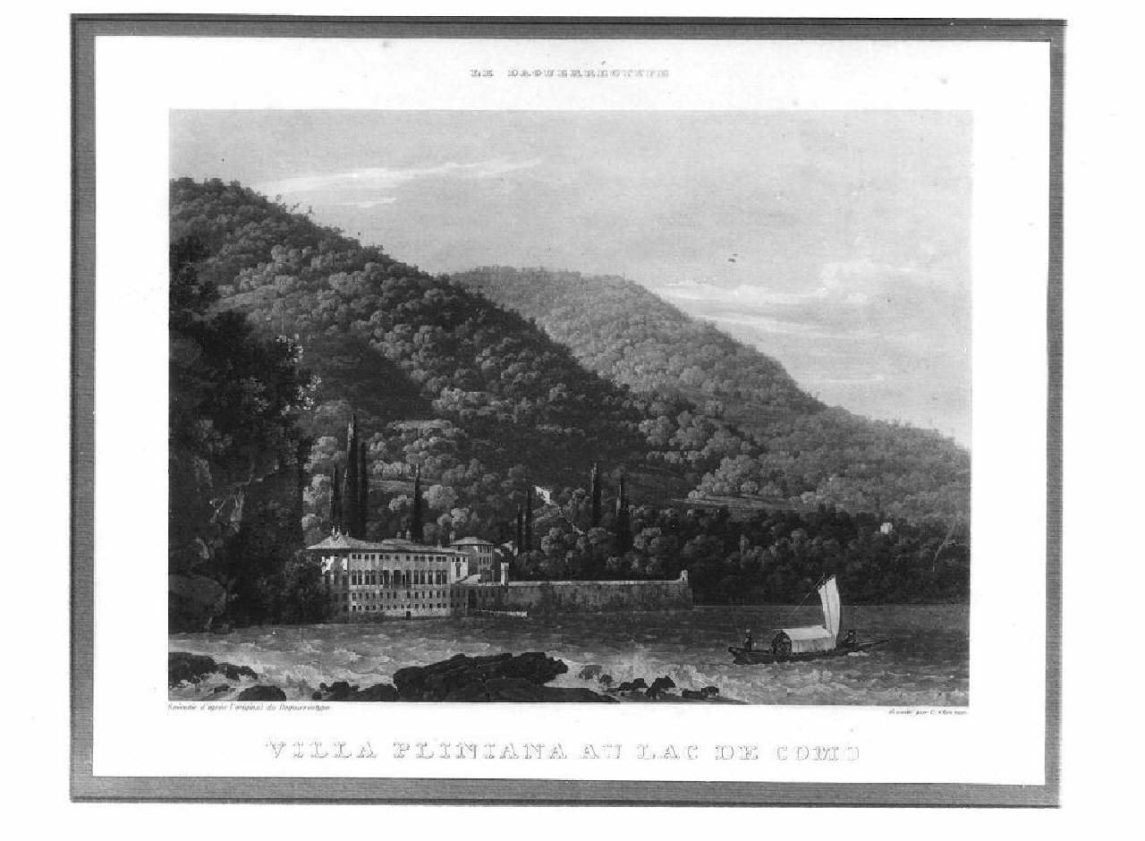 veduta del lago di Como, villa Pliniana. (stampa) di Cherbuin Louis (Secondo quarto sec. XIX)