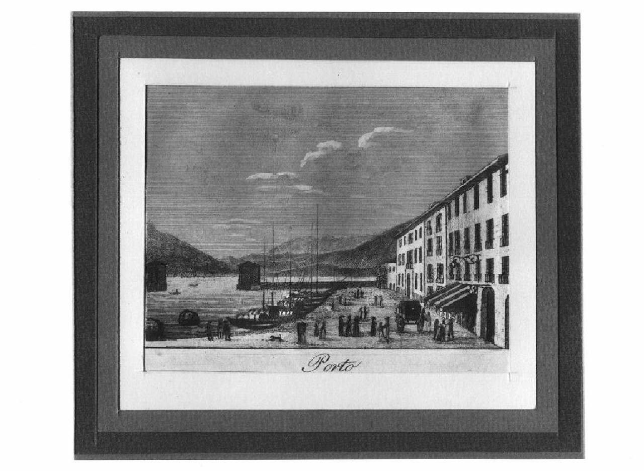 veduta del porto di Como. (stampa) - Ambito italiano (Prima metà sec. XIX)