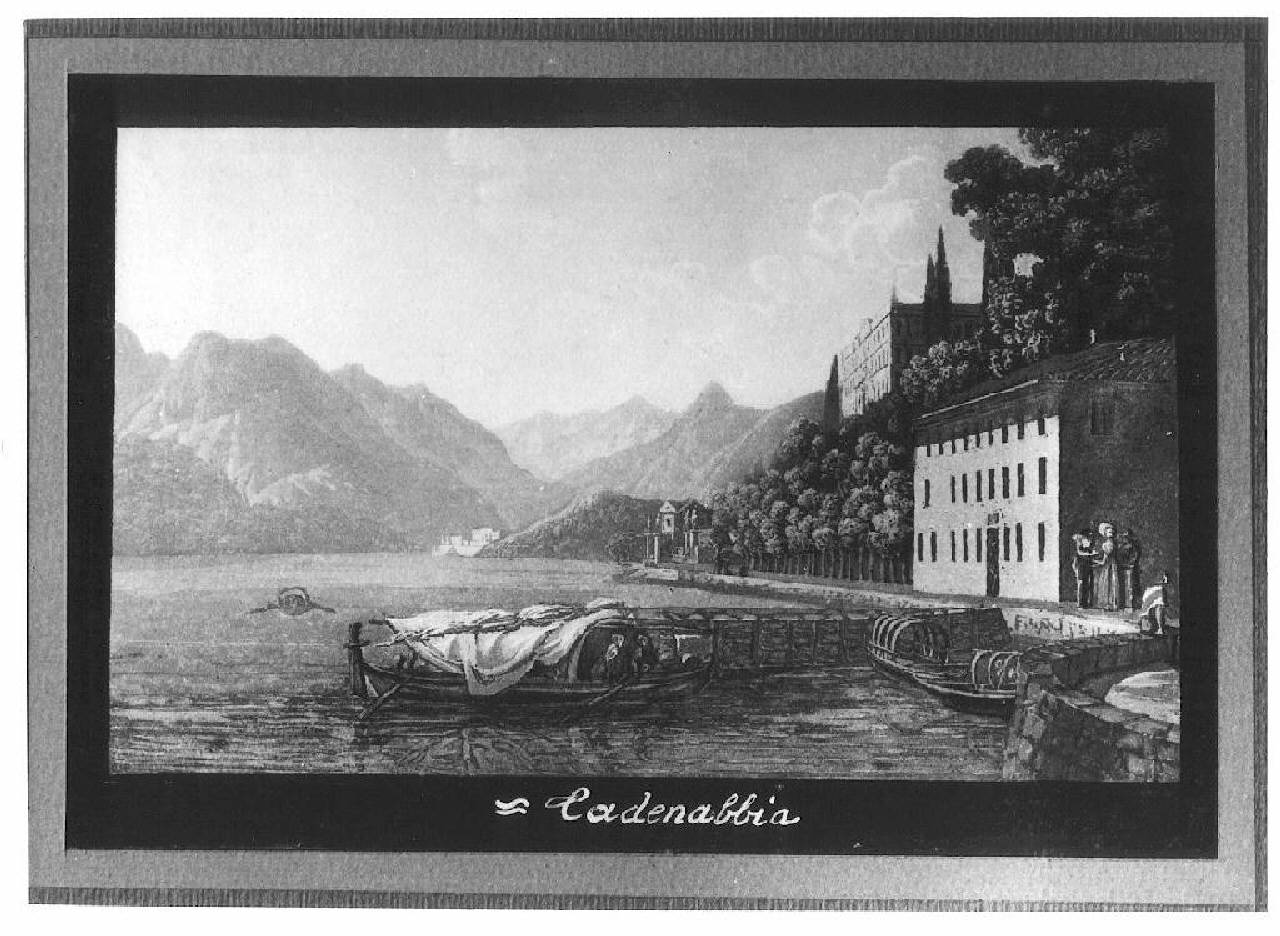 veduta del lago di Como, Cadenabbia. (acquerello) - Ambito italiano (Prima metà sec. XIX)