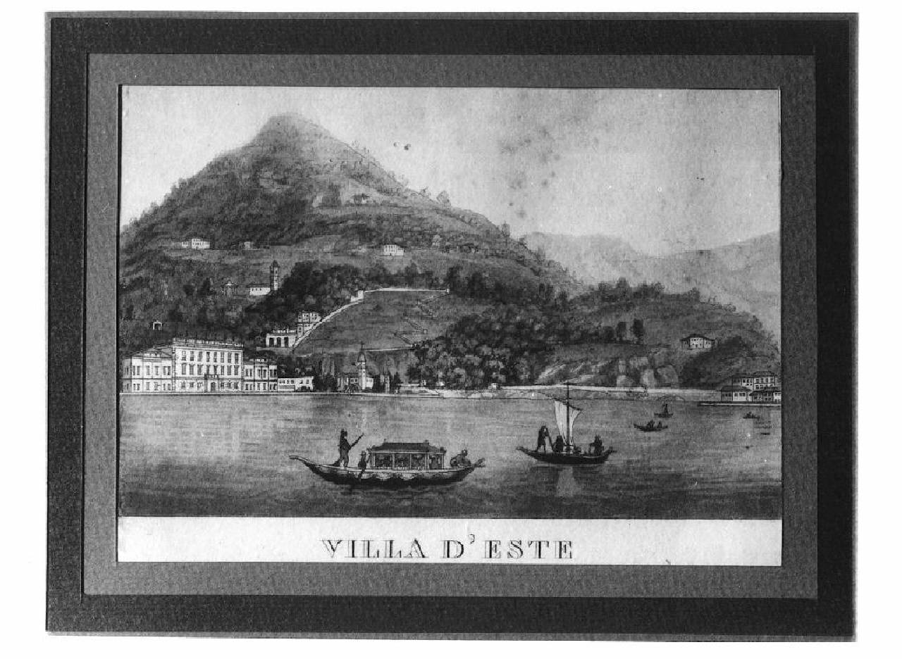 veduta del lago di Como, Villa D'Este (stampa) (Prima metà sec. XIX)
