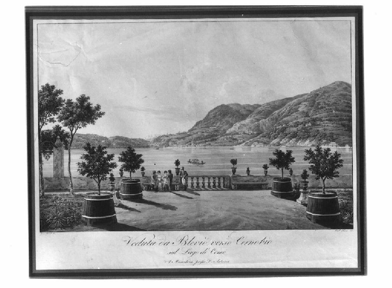 veduta del lago di Como, Blevio. (stampa) di Kunz Carl (sec. XIX)