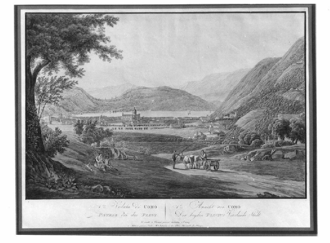 veduta della città e del lago di Como. (stampa) - Ambito austriaco (sec. XIX)