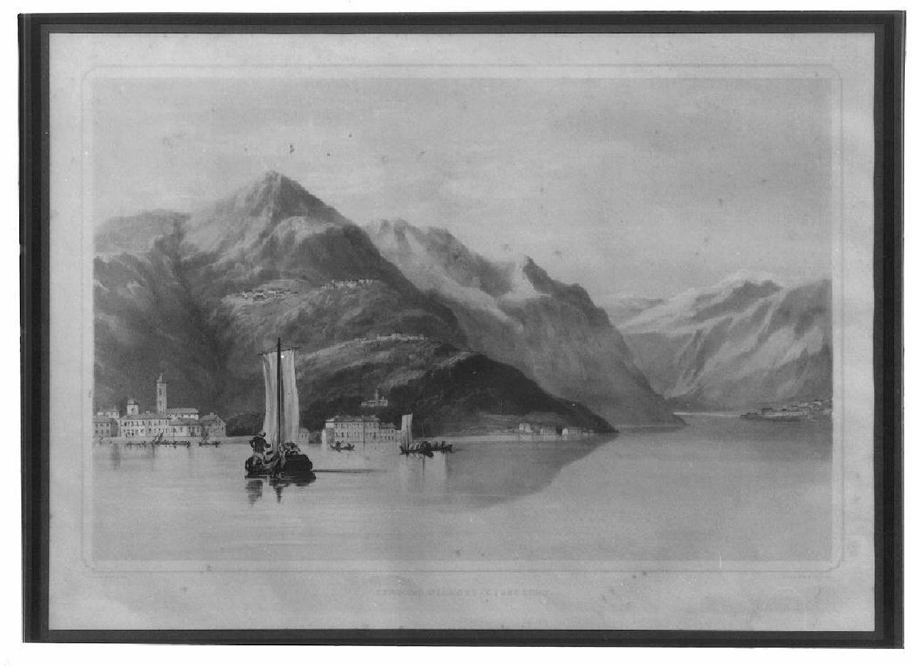 veduta del lago di Como, Cernobbio. (stampa) di Wood Hugh (Prima metà sec. XIX)