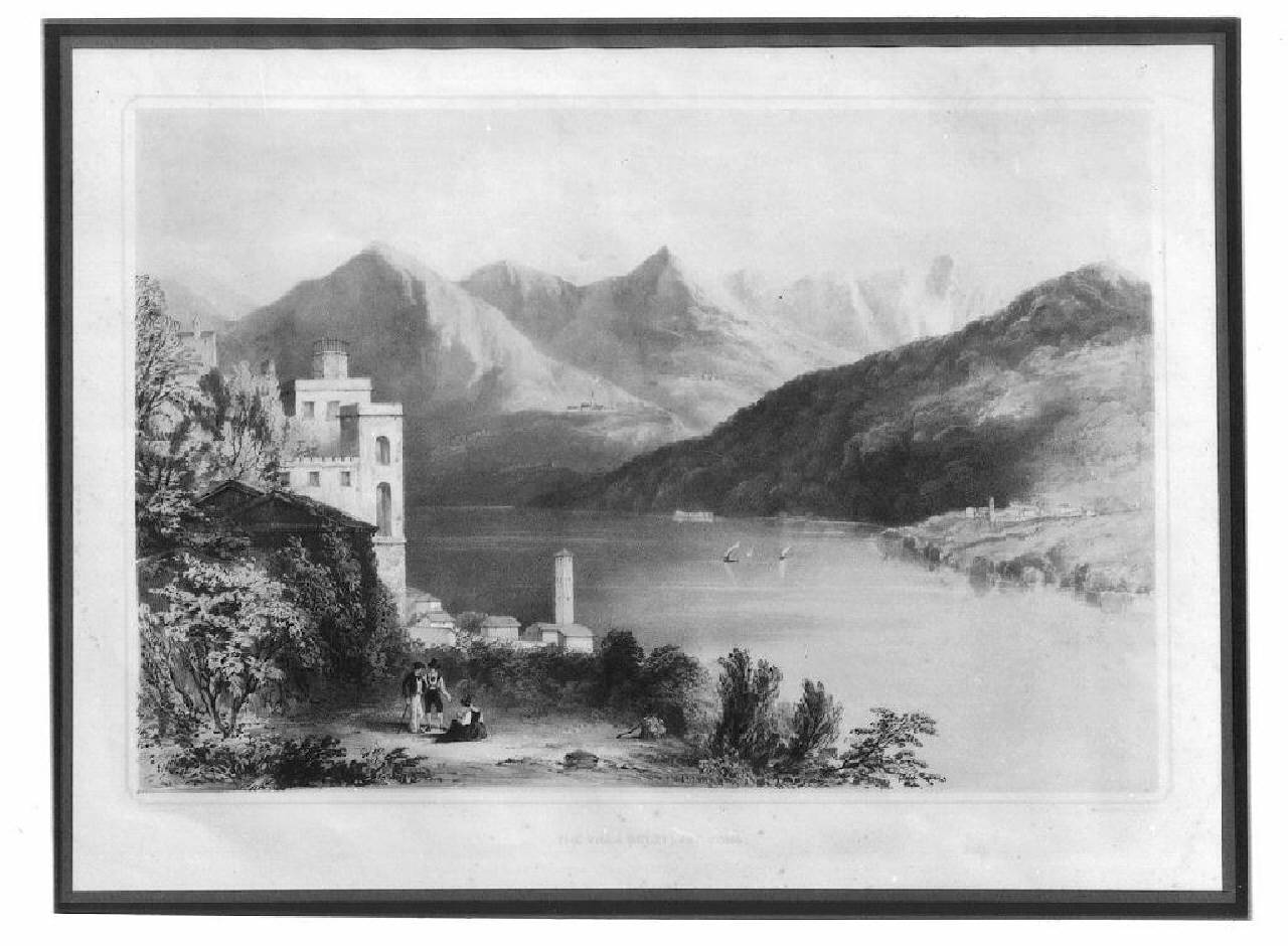 veduta del lago di Como, Villa Melzi. (stampa) di Wood Hugh (Prima metà sec. XIX)