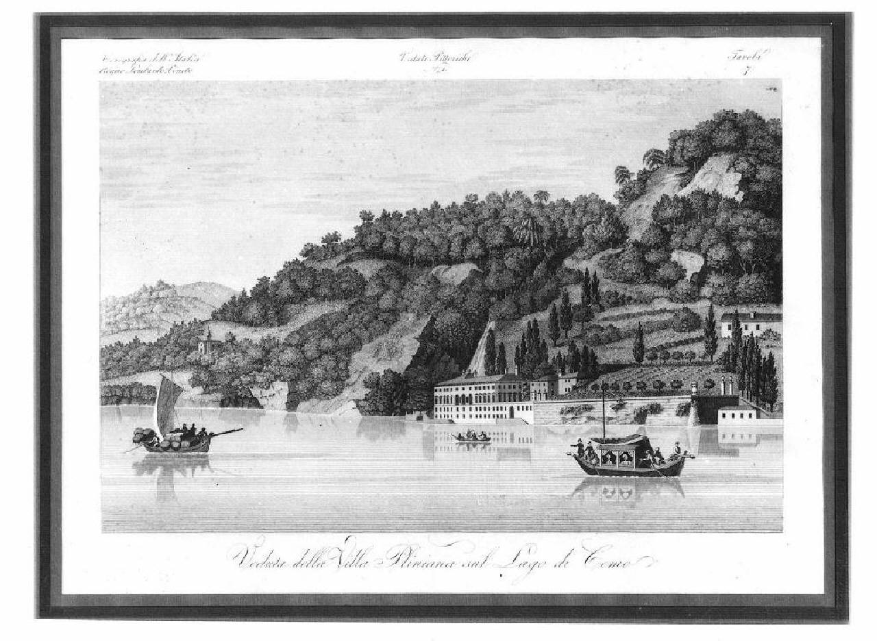 veduta del lago di Como, Villa Pliniana. (stampa) (sec. XIX)