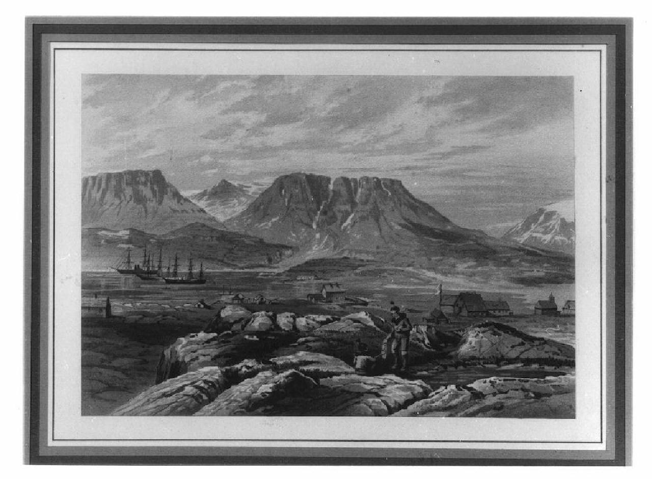 paesaggio con montagne. (stampa) - produzione inuit (sec. XX)