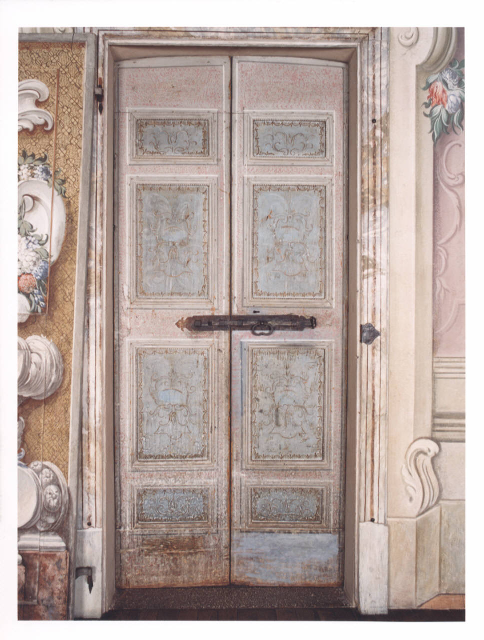 motivi decorativi geometrici (porta dipinta) di Bellotti Biagio; Maggi Pietro (cerchia; cerchia) (metà sec. XVIII)