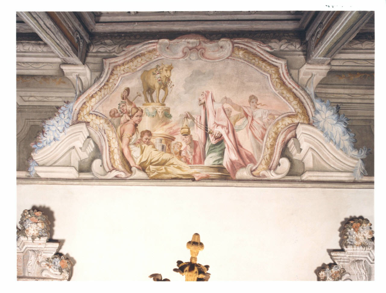 adorazione del vitello d'oro (dipinto murale) di Ronchelli Giovan Battista (e aiuti) (seconda metà sec. XVIII)