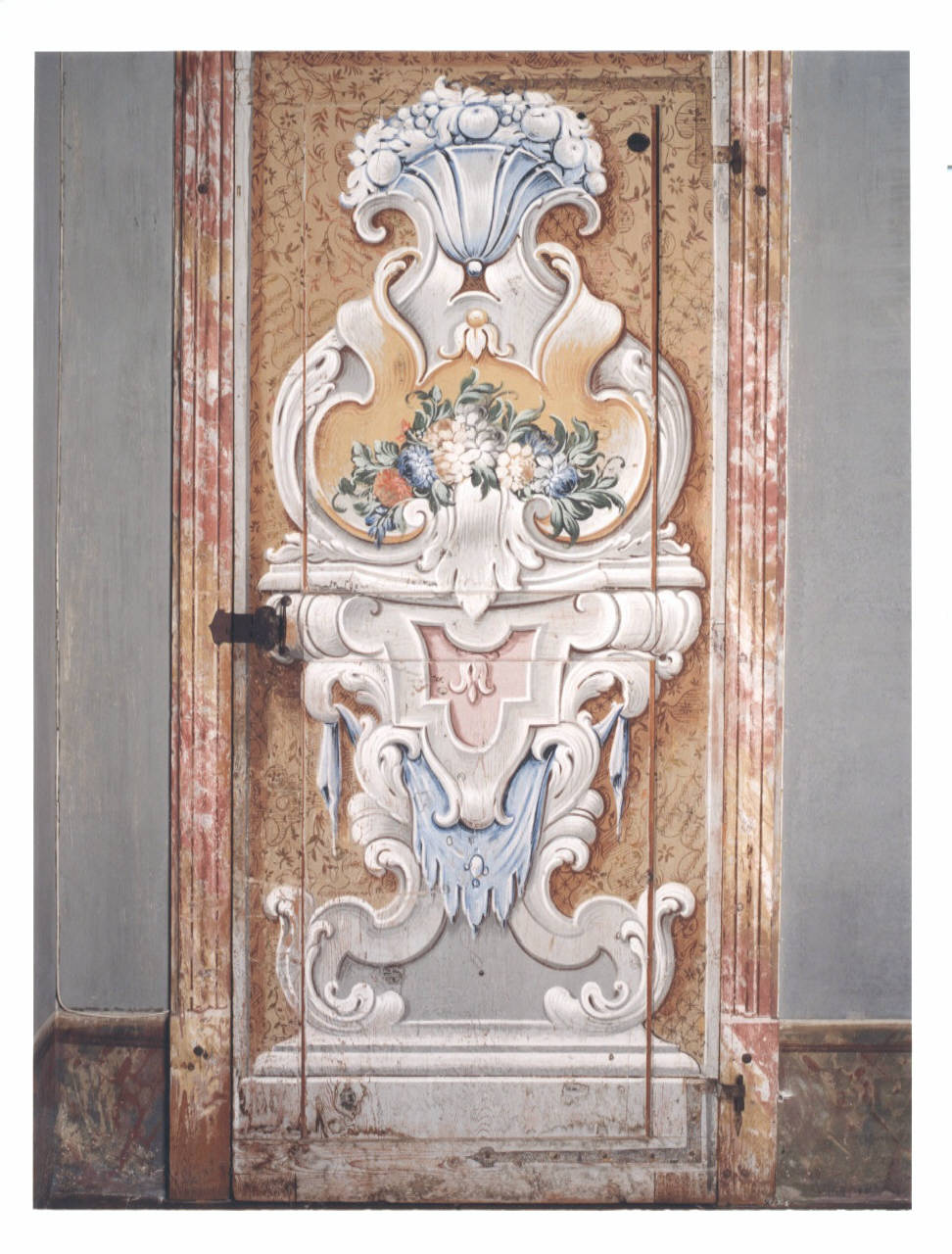 motivi decorativi geometrici (porta dipinta) di Romagnoli (attr.) (seconda metà sec. XVIII)