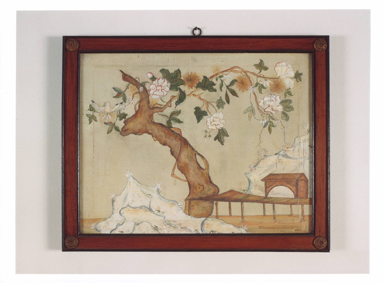 Paesaggio orientale con animali, paesaggio con albero (dipinto) - ambito giapponese (secc. XVIII/ XIX)