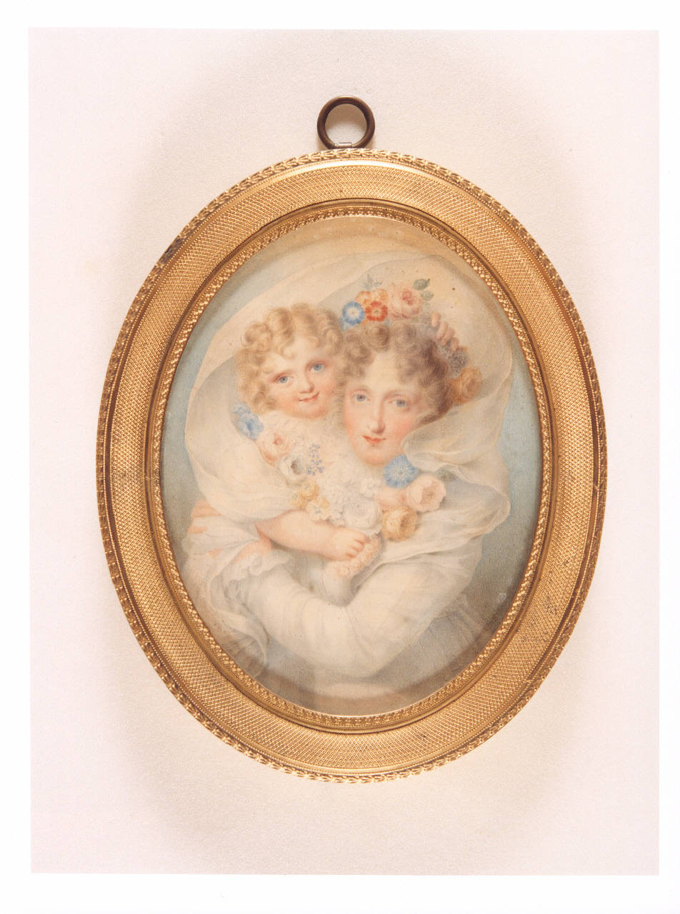 Ritratto di Maria Luisa con il Re di Roma, ritratto di Maria Luisa e il Re di Roma (miniatura) di Isabey Jean-Baptiste (sec. XIX)
