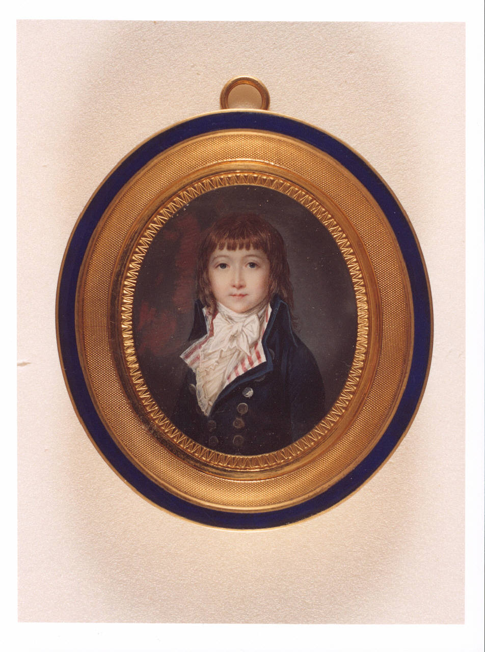 Ritratto di fanciullo, ritratto di bambino (miniatura) di Villers; Isabey Jean-Baptiste (; già attribuito) (fine sec. XVIII)