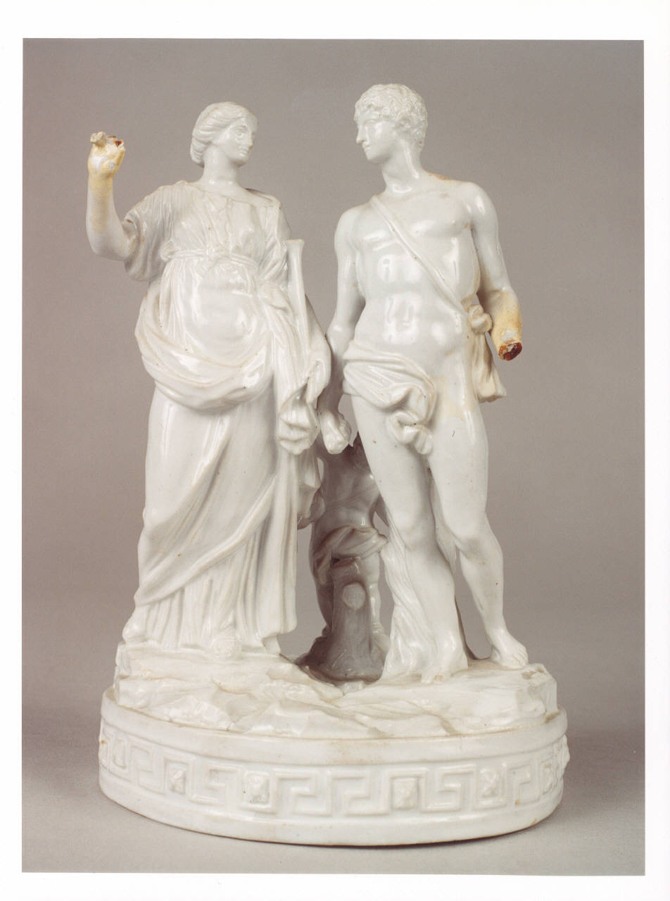 Gruppo all'antico, Apollo con figura femminile e putto (gruppo scultoreo) - manifattura Cozzi (fine sec. XVIII)