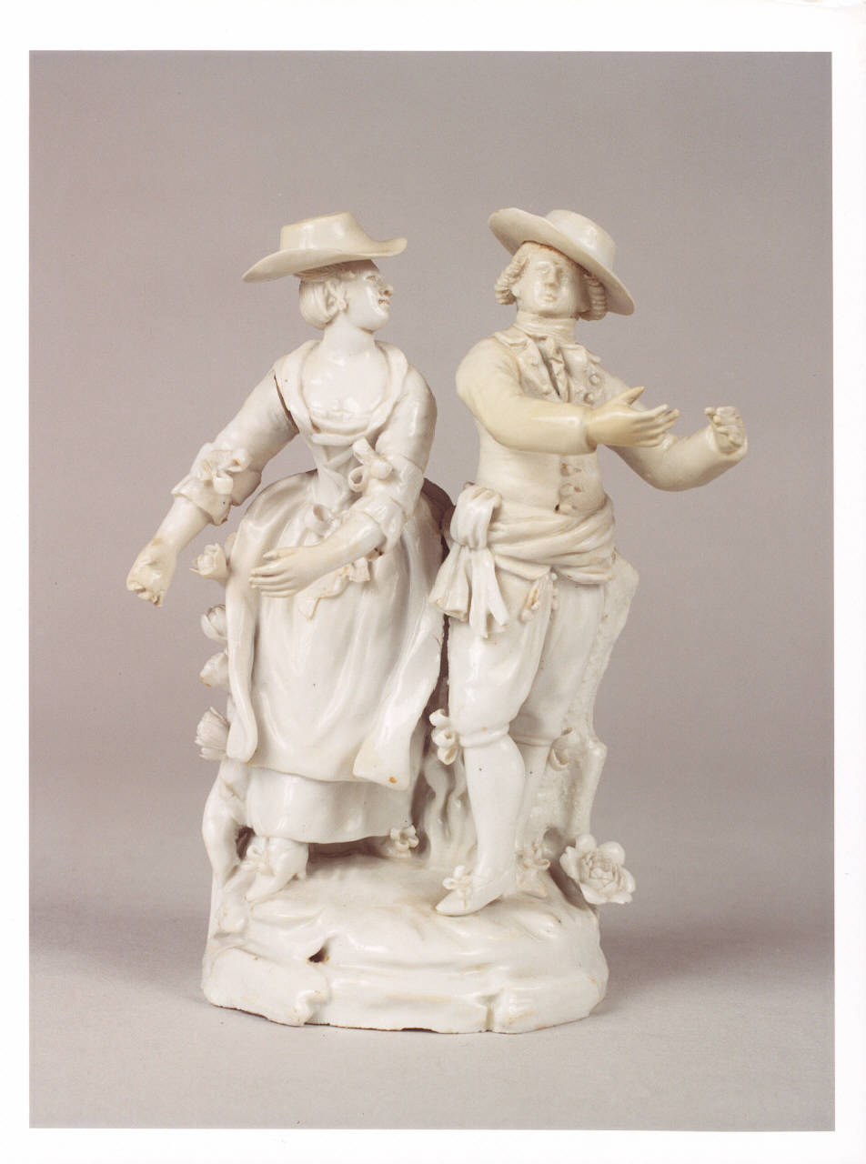 Gruppo galante, figura femminile con figura maschile (gruppo scultoreo) - manifattura Le Nove-Bassano (sec. XVIII)