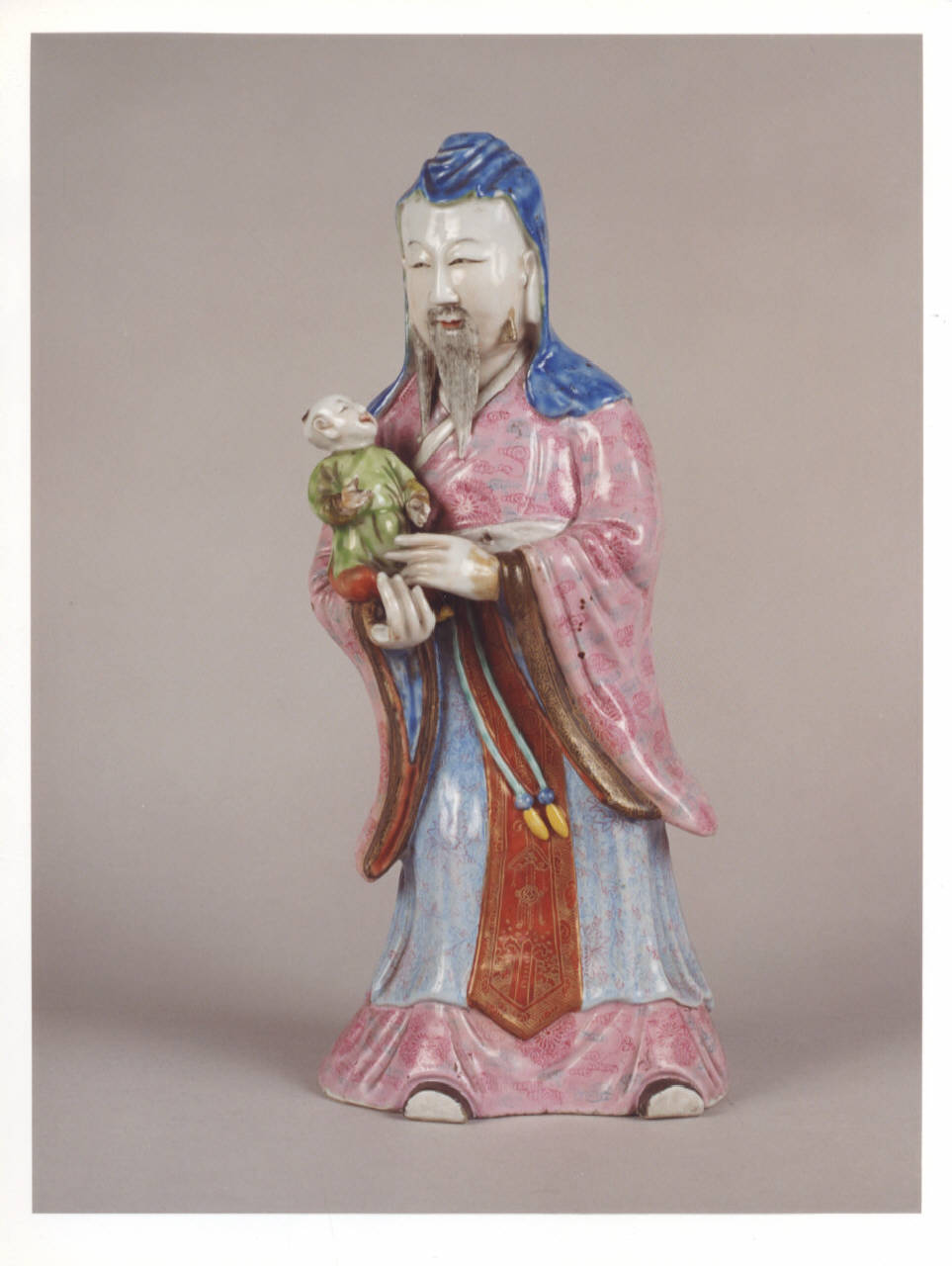 figura maschile con bambino (statuetta) - manifattura cinese (inizio sec. XIX)