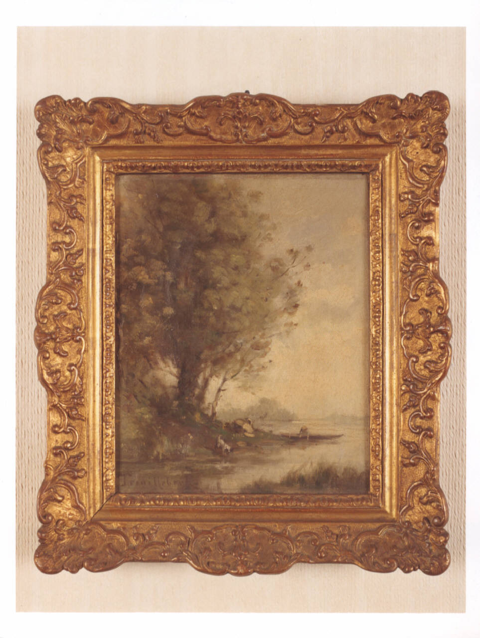 Paesaggio boschivo e fiume, paesaggio con alberi (dipinto) di Trouillebert, Paul Désiré (seconda metà sec. XIX)