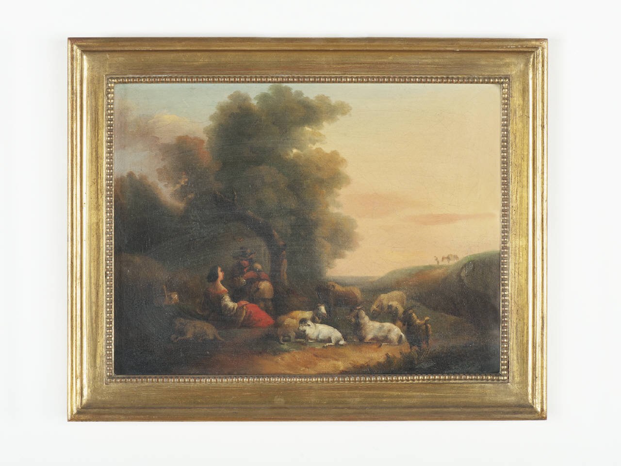 Paesaggio campestre con figure e animali, paesaggio con figure e animali (dipinto) - ambito olandese (sec. XIX)