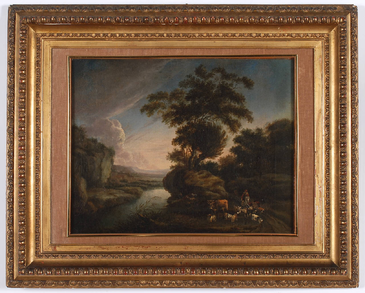 paesaggio con pastori e armenti (dipinto) - ambito fiammingo (sec. XVIII)