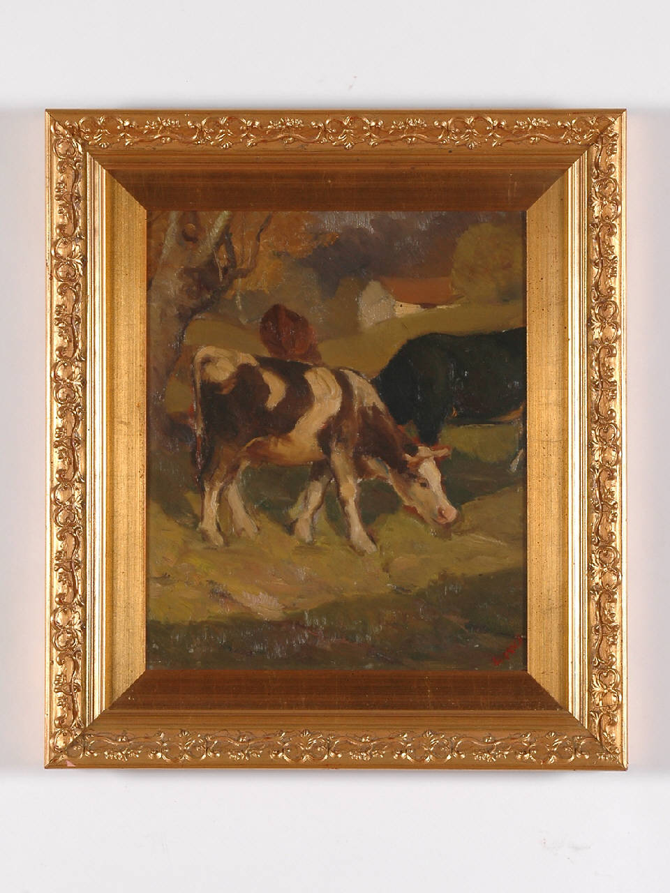 mucche al pascolo (dipinto) di Mus Italo (seconda metà sec. XIX)