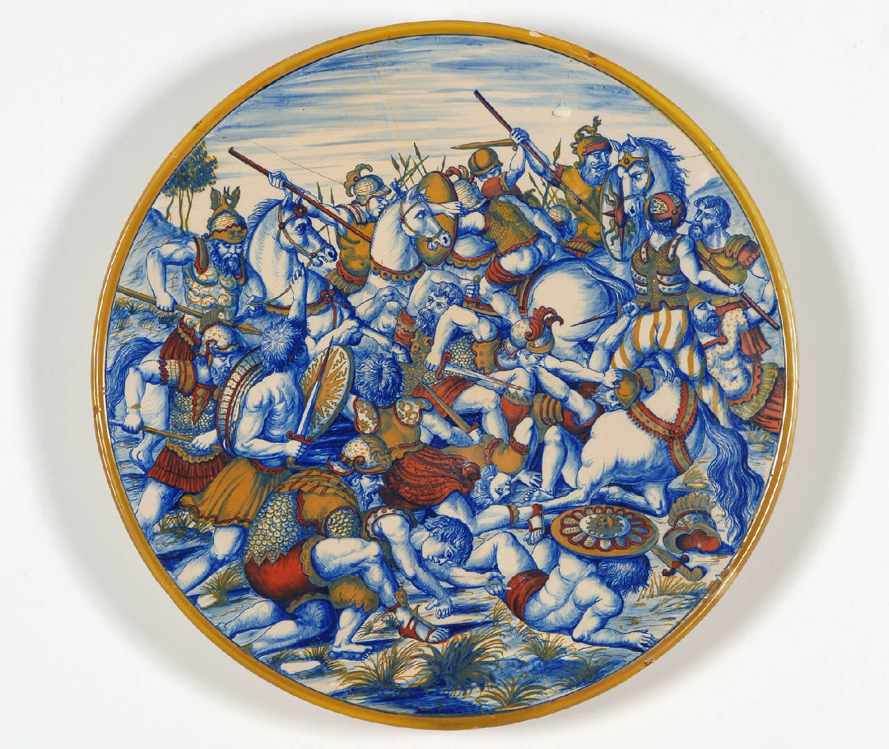 scena di battaglia (piatto da pompa) di Ditta Rubboli (sec. XX)