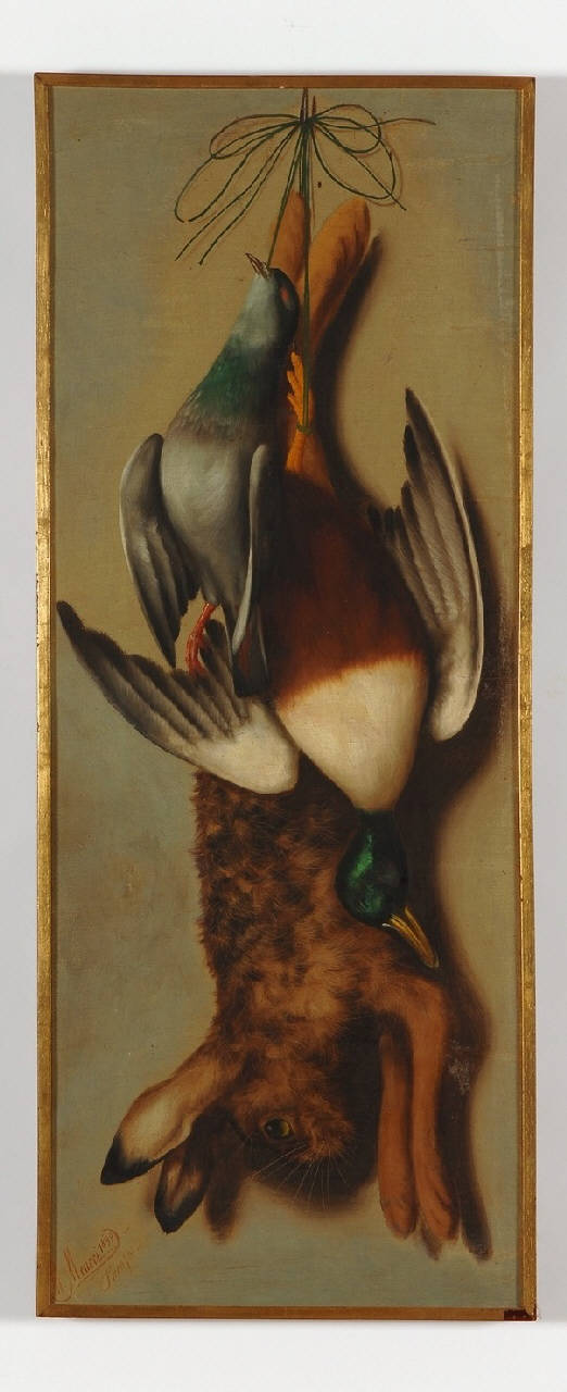 natura morta con lepre (dipinto) di Meucci Michelangelo (sec. XIX)