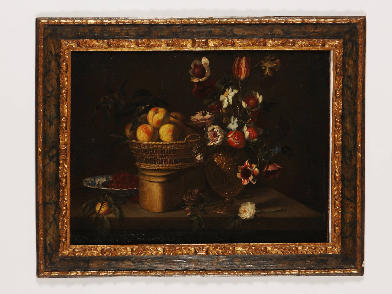 natura morta con frutta e fiori (dipinto) - ambito Italia centrale (sec. XVII)