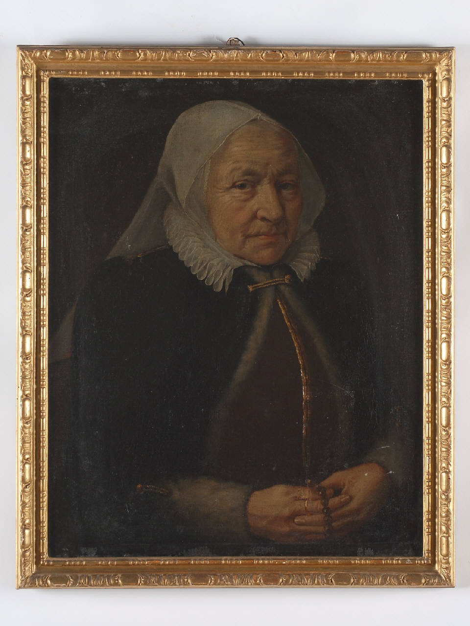 ritratto di anziana vestita alla fiamminga (dipinto) - ambito fiammingo (sec. XVII)