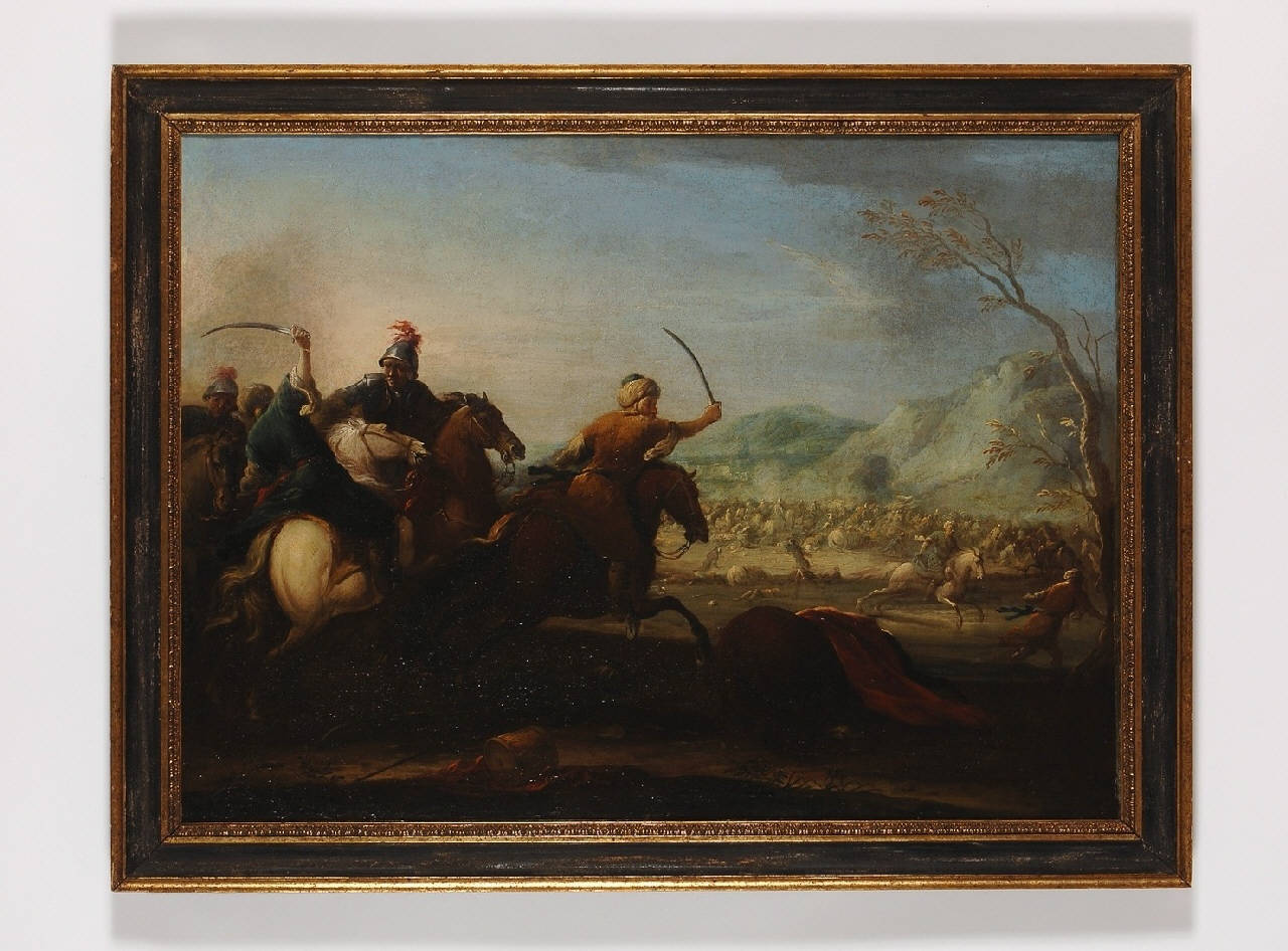 attacco dei turchi (dipinto) - ambito Italia settentrionale (sec. XVIII)