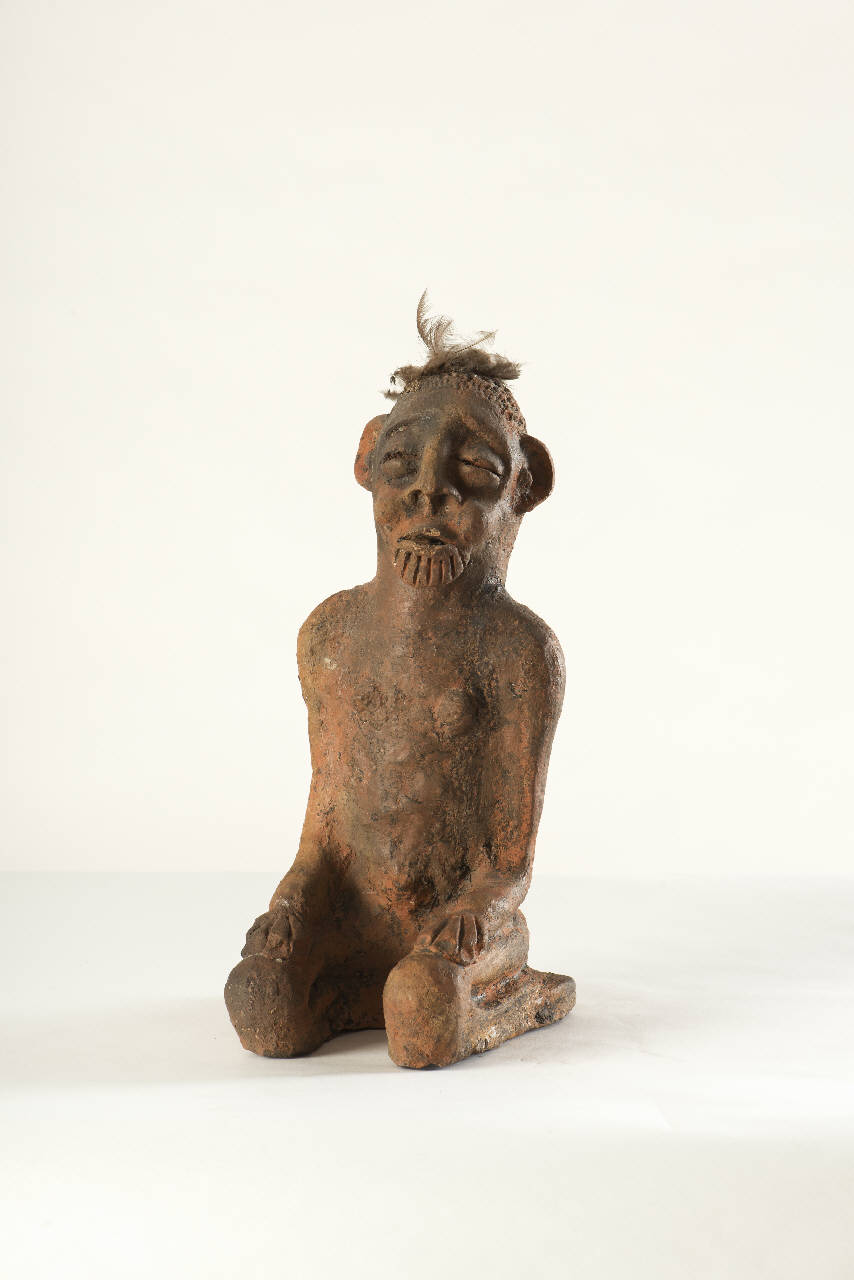 Figura maschile inginocchiata, figura maschile inginocchiata (scultura) - primitivo Bambara (prima metà sec. XIX)