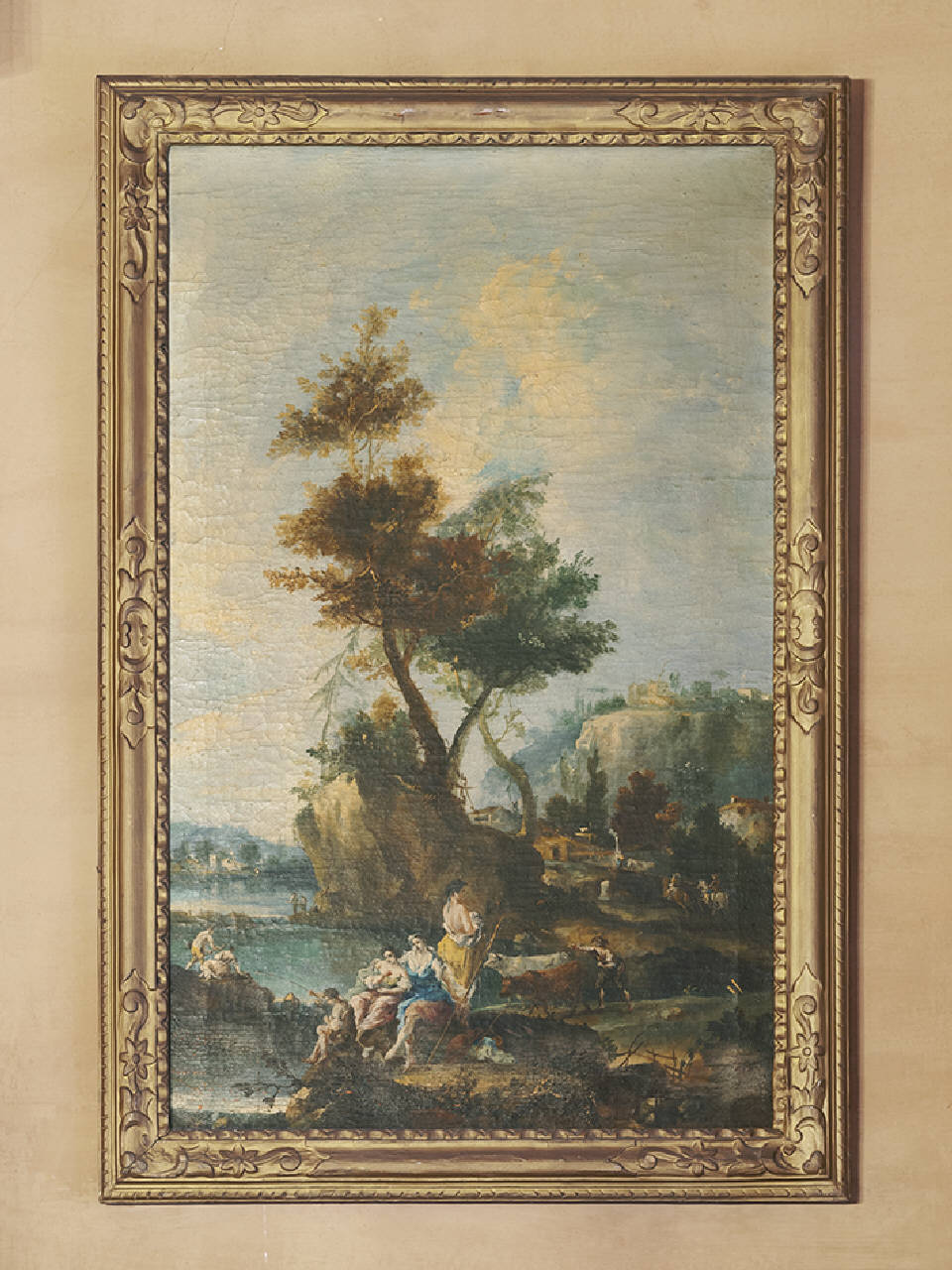 paesaggio con figure (dipinto) - ambito italiano (sec. XX)