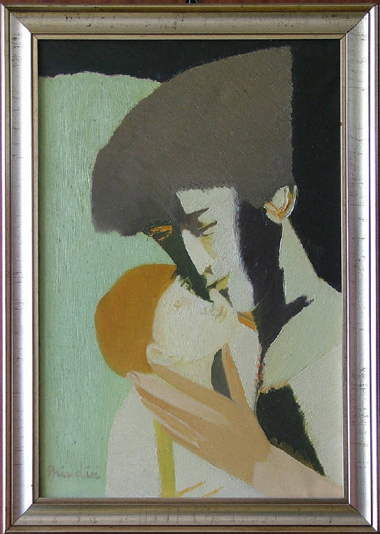 Maternità, Madre con bambino (dipinto) di Brindisi, Remo (metà sec. XX)