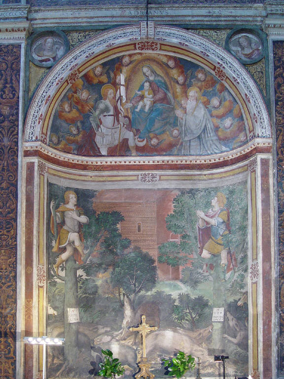 Altare di Aimo e Vermondo, Voto dei SS. Aimo e Vermondo, Madonna con Bambino tra angeli e Santi (dipinto murale) - ambito lombardo (prima metà sec. XVI)