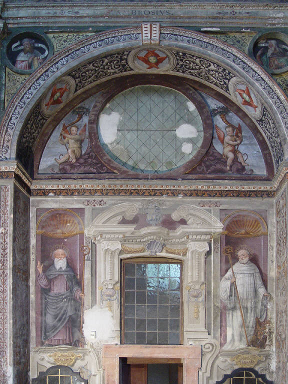 Sant'Antonio Abate e San Bernardo (dipinto murale) di Lomazzo, Giovanni (attribuito) (metà sec. XVI)