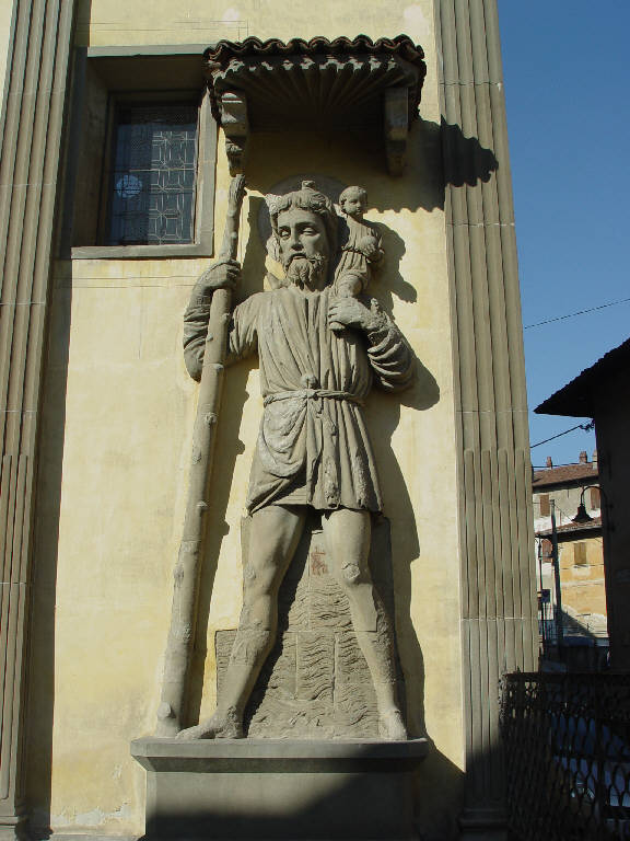 San Cristoforo guada il fiume con Gesù Bambino sulle spalle, Sant'Antonio Abate (statua) - bottega lombarda (sec. XV)