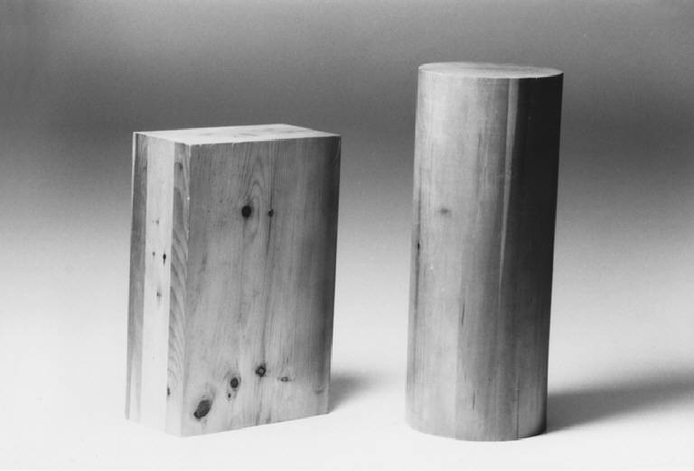parallelepipedo (solidi: parallelepipedo e cilindro (modello)) di Sacchi Giovanni; Rossi Aldo (ultimo quarto sec. XX)