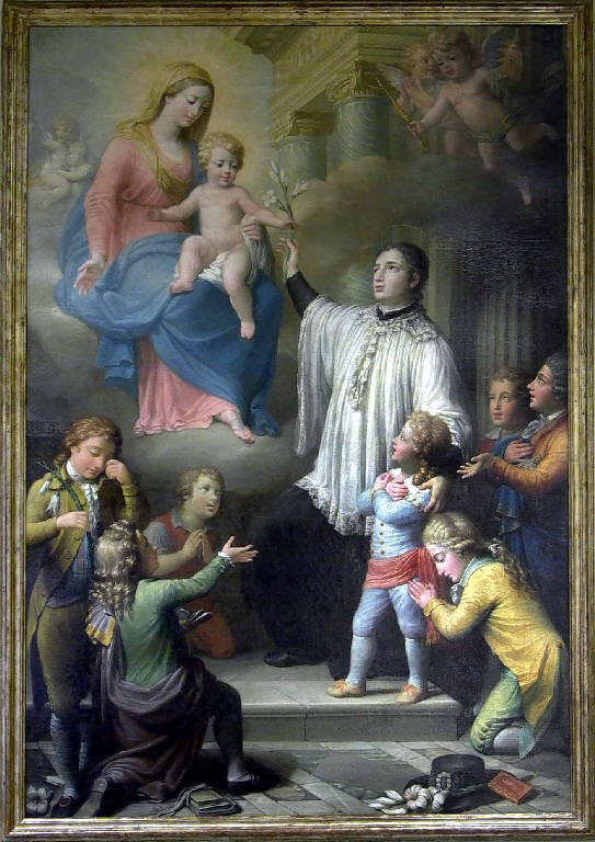 San Luigi Gonzaga presenta i fanciulli alla Madonna con Bambino (dipinto) di Teosa Giuseppe (sec. XVIII)