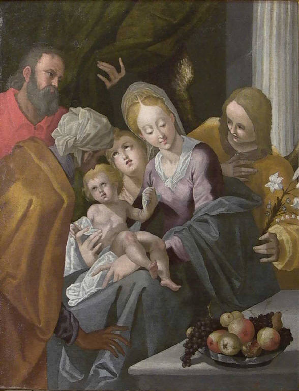 Sacra Famiglia con sant'Anna e angeli (dipinto) - ambito tedesco (prima metà sec. XVII)