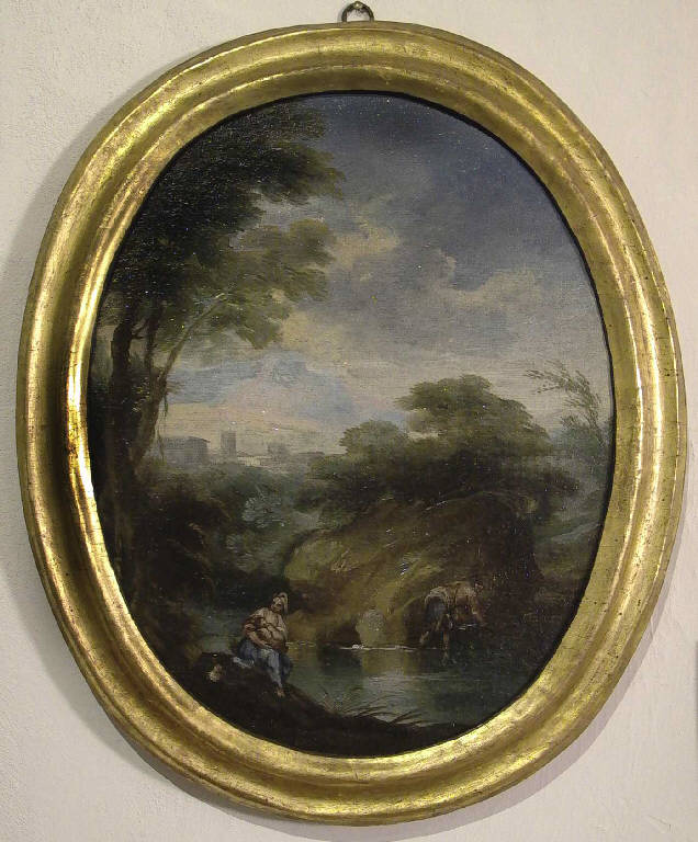 Paesaggio con donna che allatta (dipinto) - ambito veneto (terzo quarto sec. XVIII)