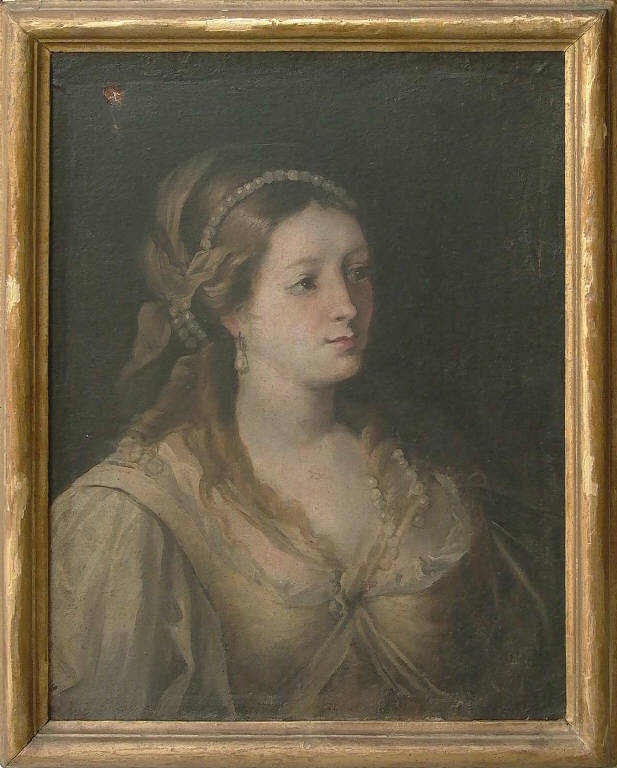Figura femminile con collana di perle (Santa Margherita d'Antiochia ?) (dipinto) - ambito lombardo (prima metà sec. XVIII)