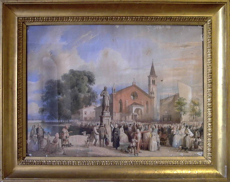 La Missione, Folla che prende parte alla missione al popolo (dipinto) di Mazzola Giuseppe (sec. XIX)