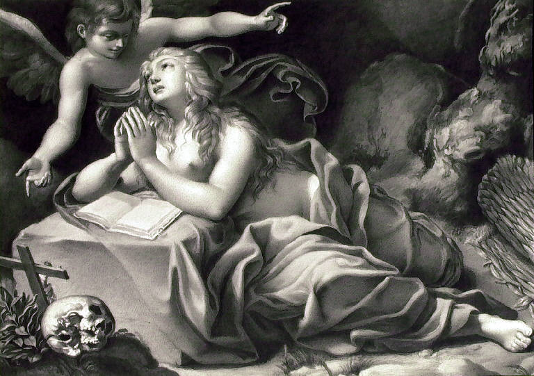 Santa Maria Maddalena consolata da un angelo (dipinto) di Toschi Paolo (prima metà sec. XIX)